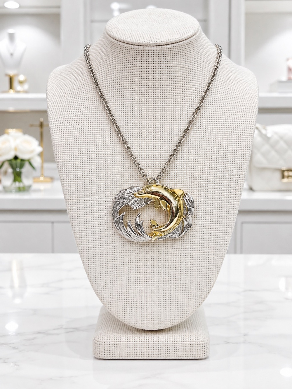 Vintage silver and gold-tone pendant and chain